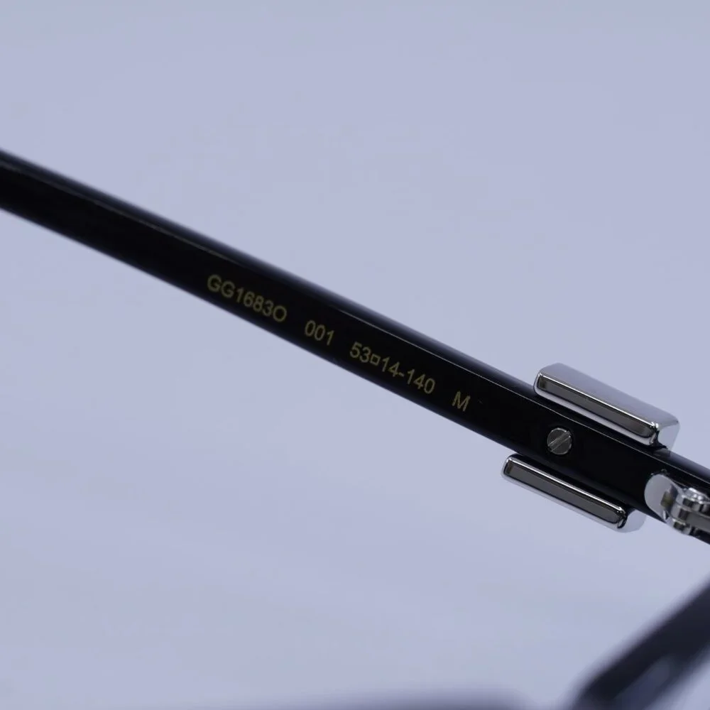 Gucci GG1683O 001 Eyeglasses Shiny Black 53mm Cat Eye Frame